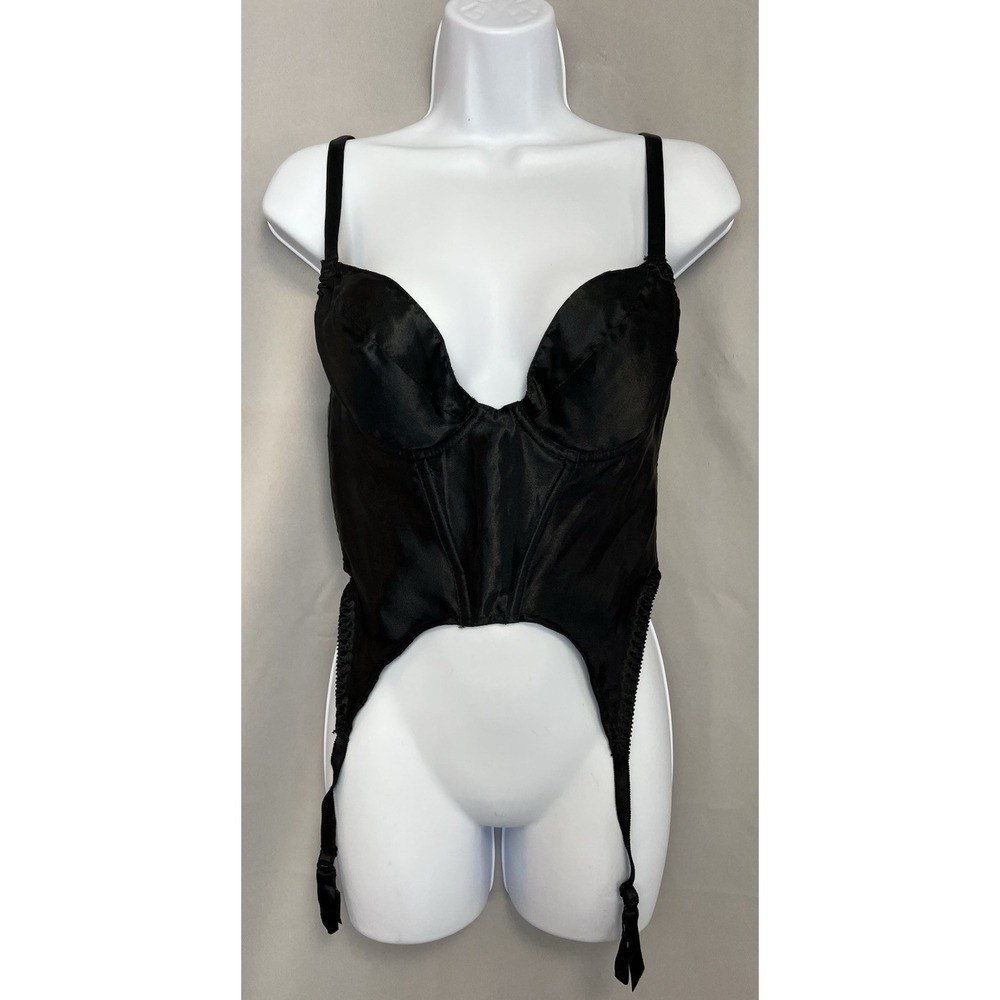 Vintage Empire Intimates Bustier Half Cup Sz Large Retro Lingerie Black Y2K USA